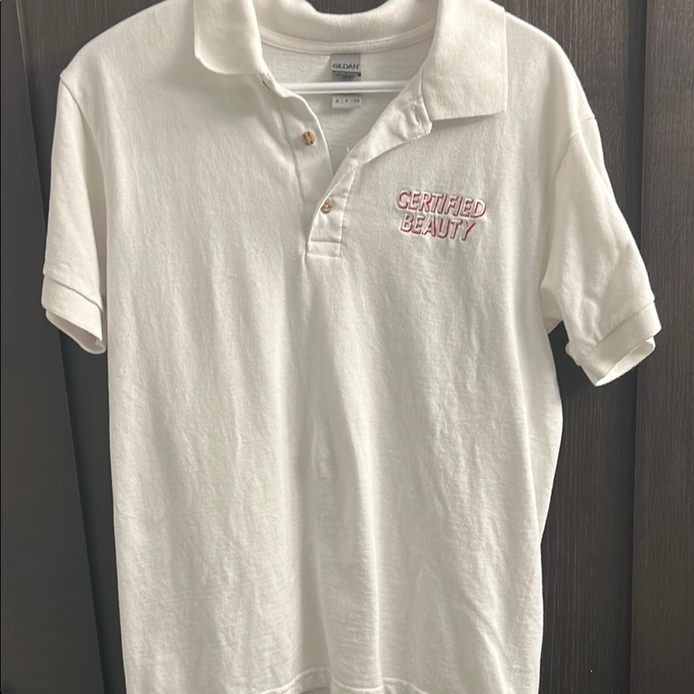 Gildan White Polo with Pink Detail